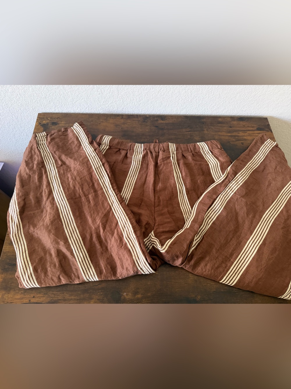 Rag & Bone Women's Brown Olivia Stripe Linen & Silk Pants Medium - Picture 4 of 10